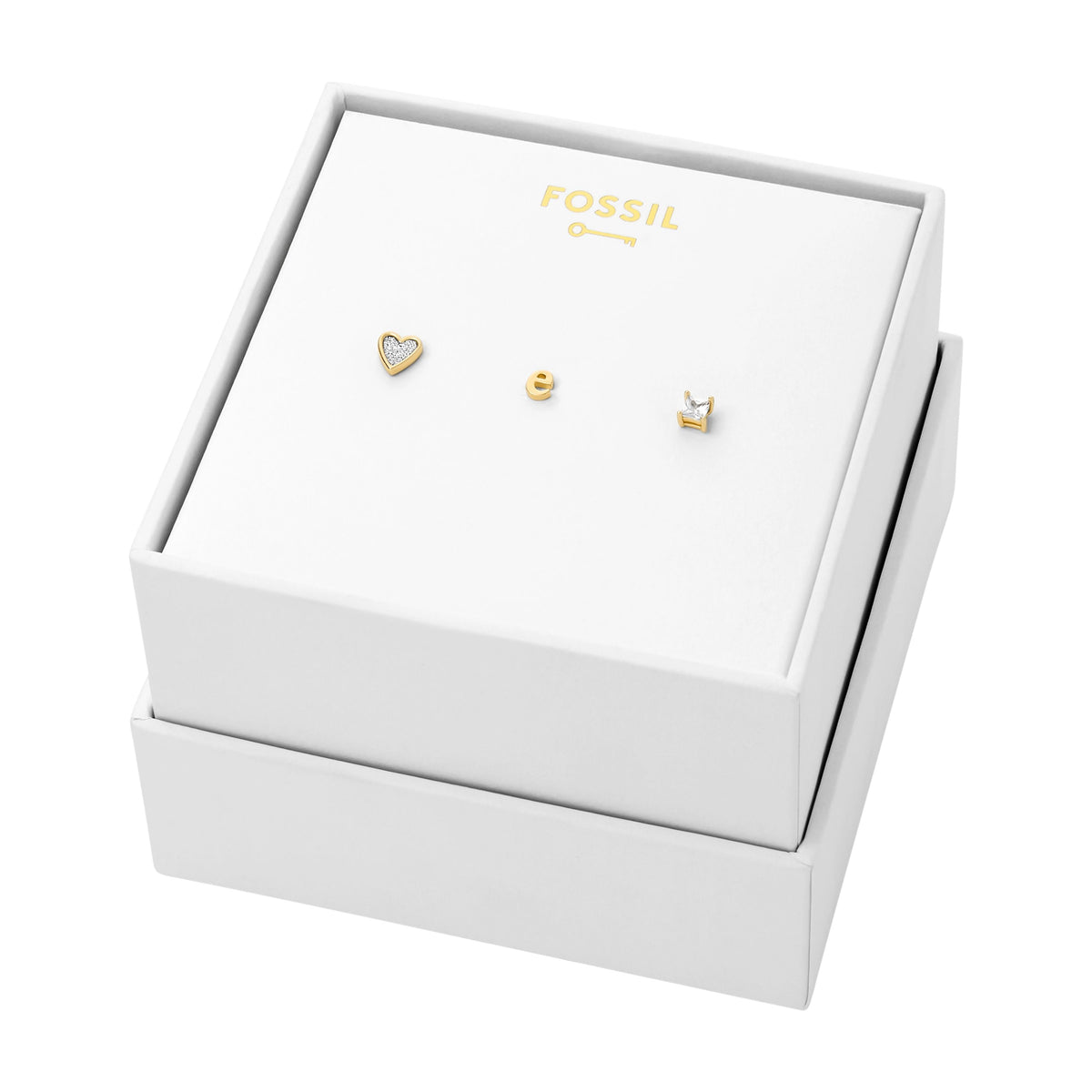 Fossil Women's Initials Gold-Tone Brass Stud Earring Set