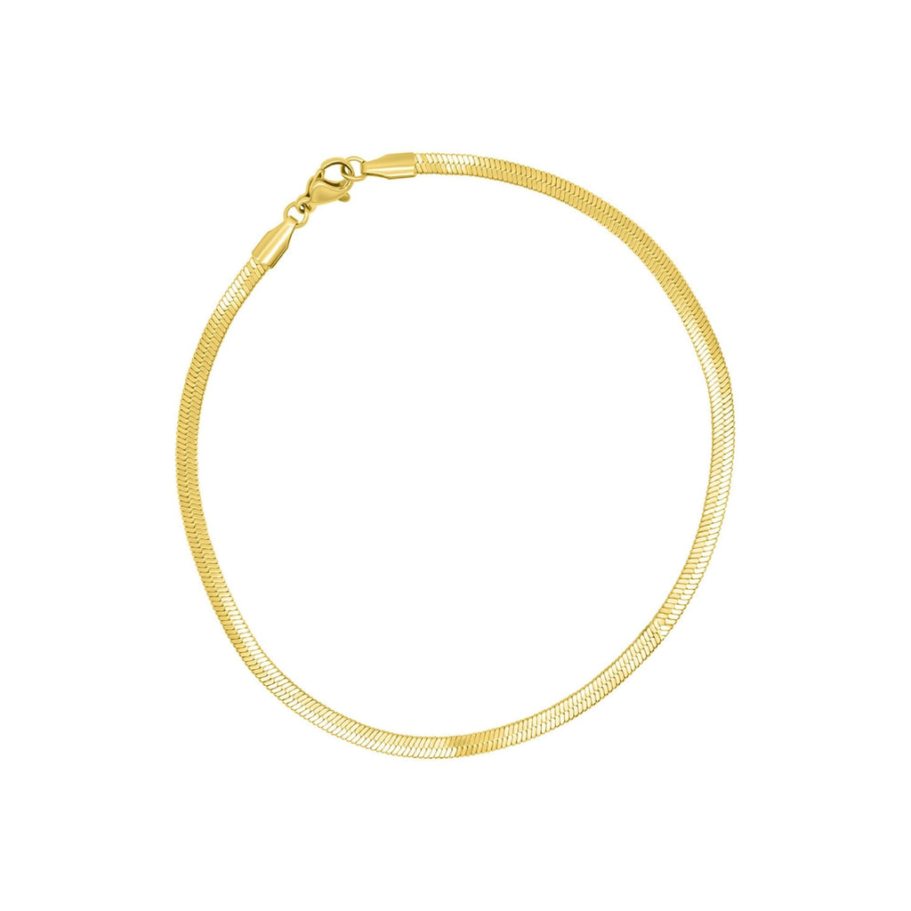 Tarnish Resistant 14k Gold Plated Adjustable 9-11" Thin Herringbone Chain Anklet gold