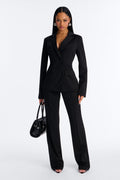 Business Per Usual Double Breasted Blazer Pant Set - Black