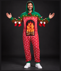 Men's Festive Fireplace Light Up Jumpsuit