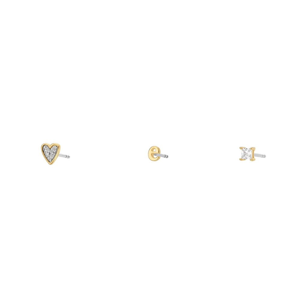Fossil Women's Initials Gold-Tone Brass Stud Earring Set