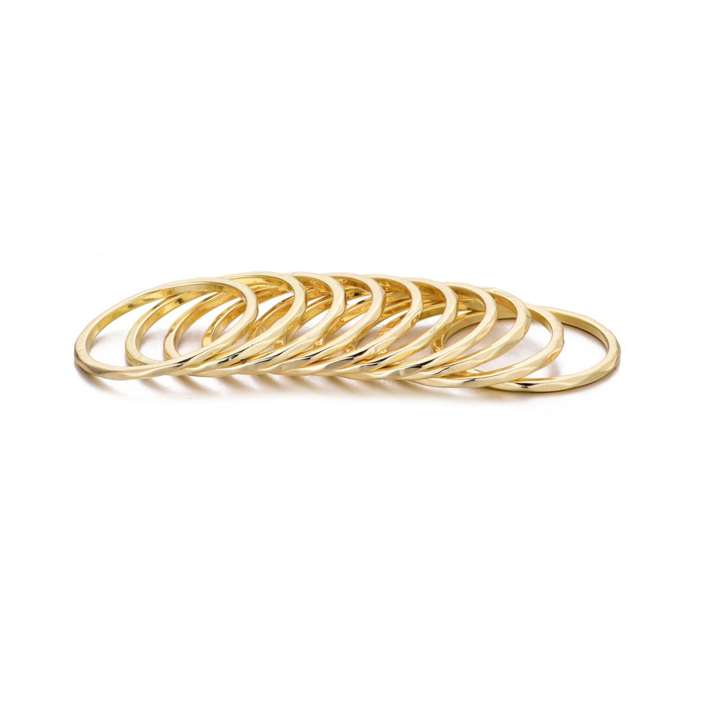 Gold Plated 10-Ring Hammered Band Set