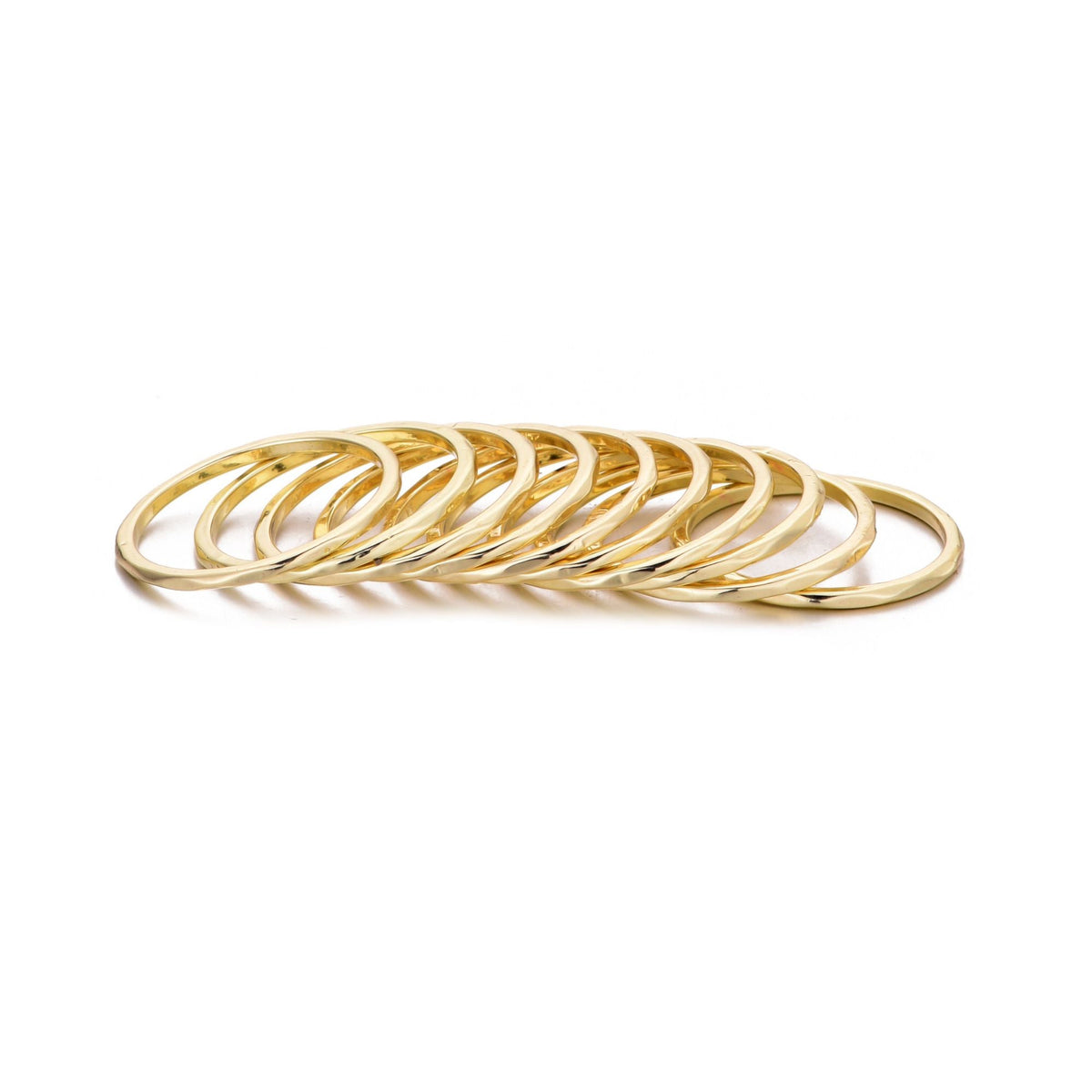 Gold Plated 10-Ring Hammered Band Set