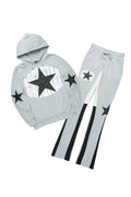 States Heather Grey/Black Hoodie Stacked Flare Track Set