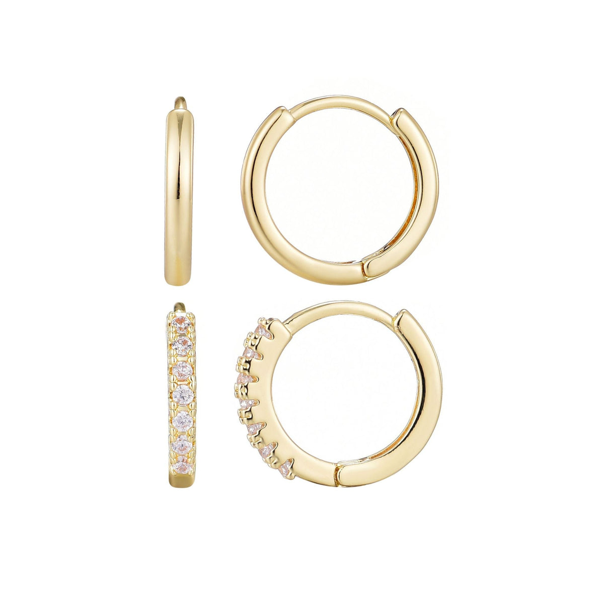 14k Gold Plated CZ Earring Set