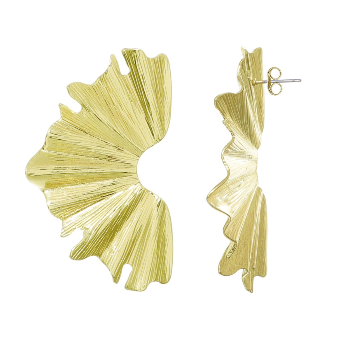 Gold Plated Wave Statement Earrings