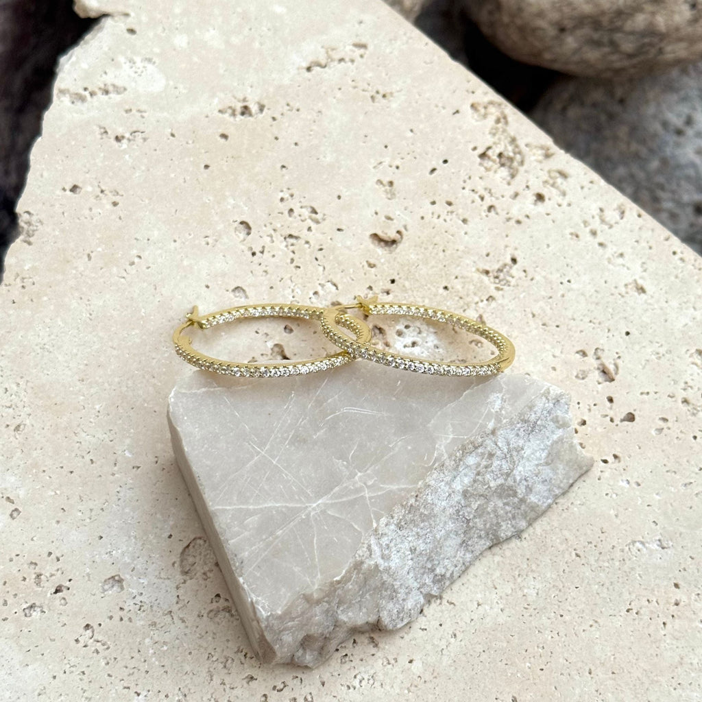 14k Gold Plated CZ Infinity Hoop Earrings