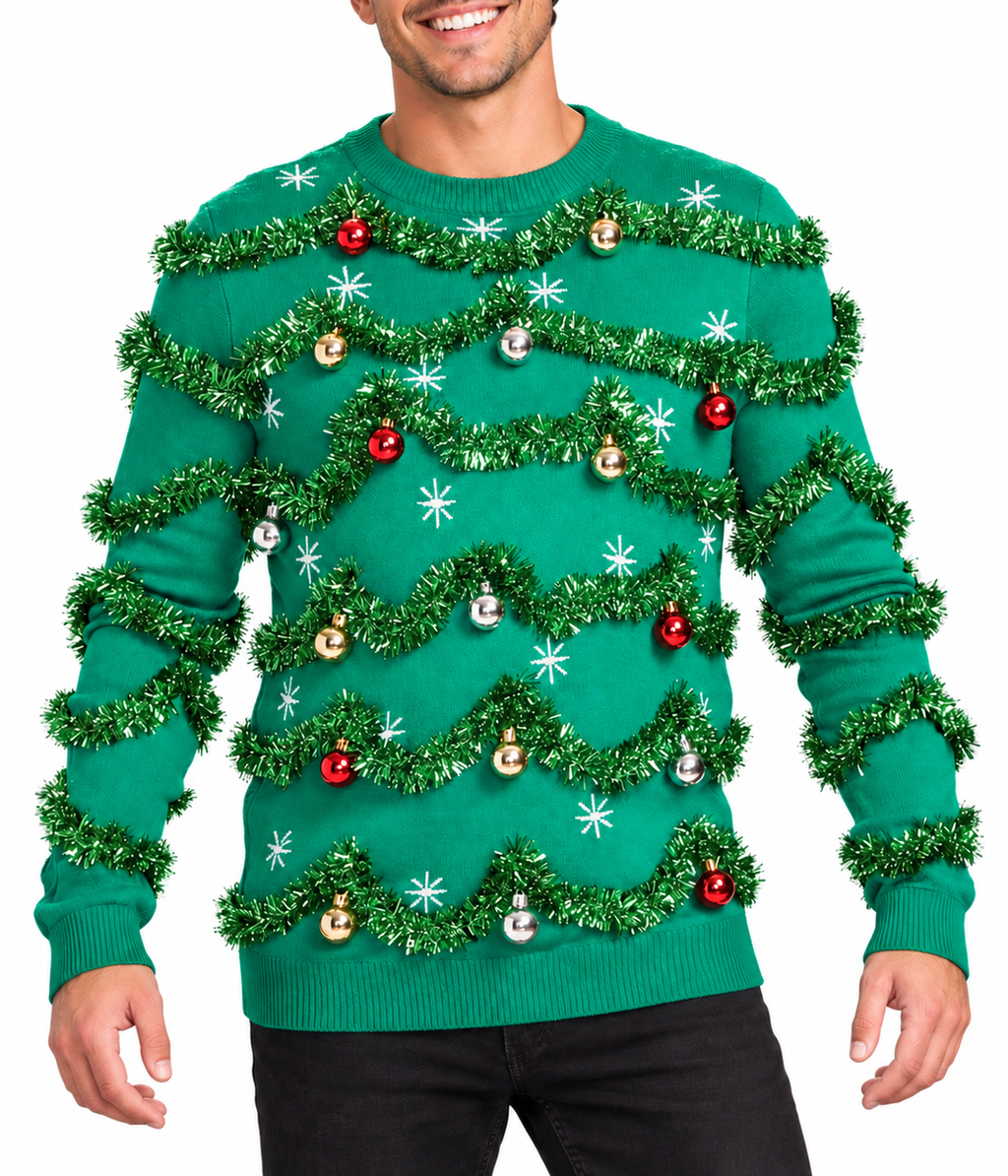 Men's Gaudy Garland Ugly Christmas Sweater