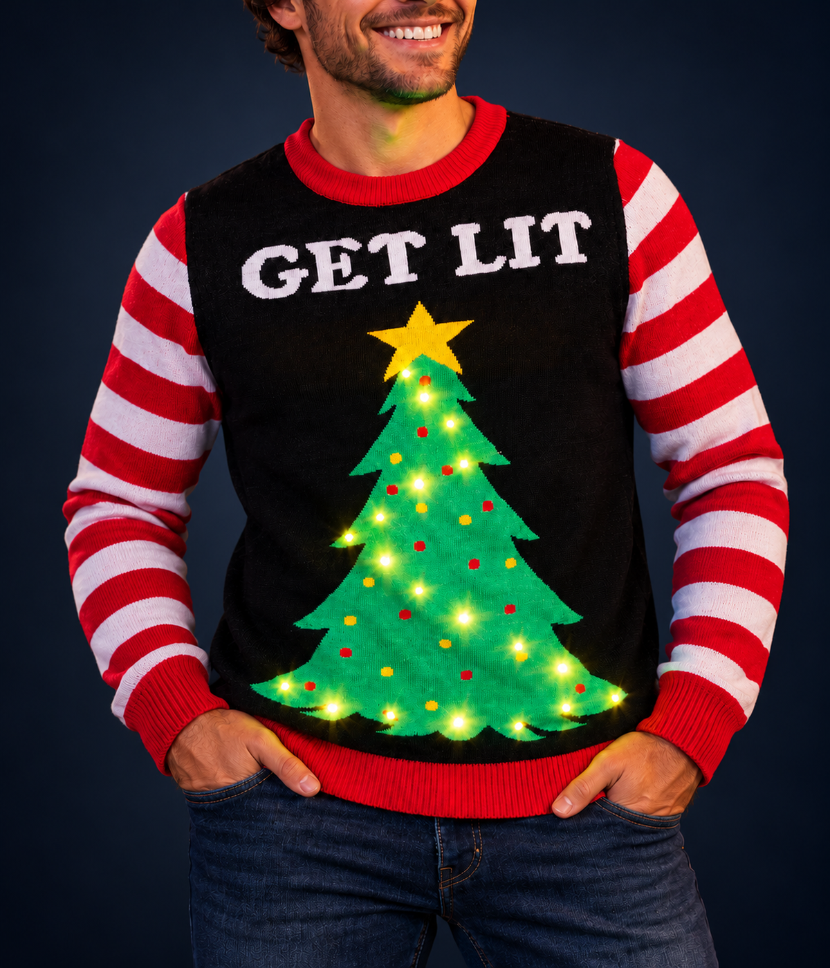 Men's Get Lit Light Up Ugly Christmas Sweater
