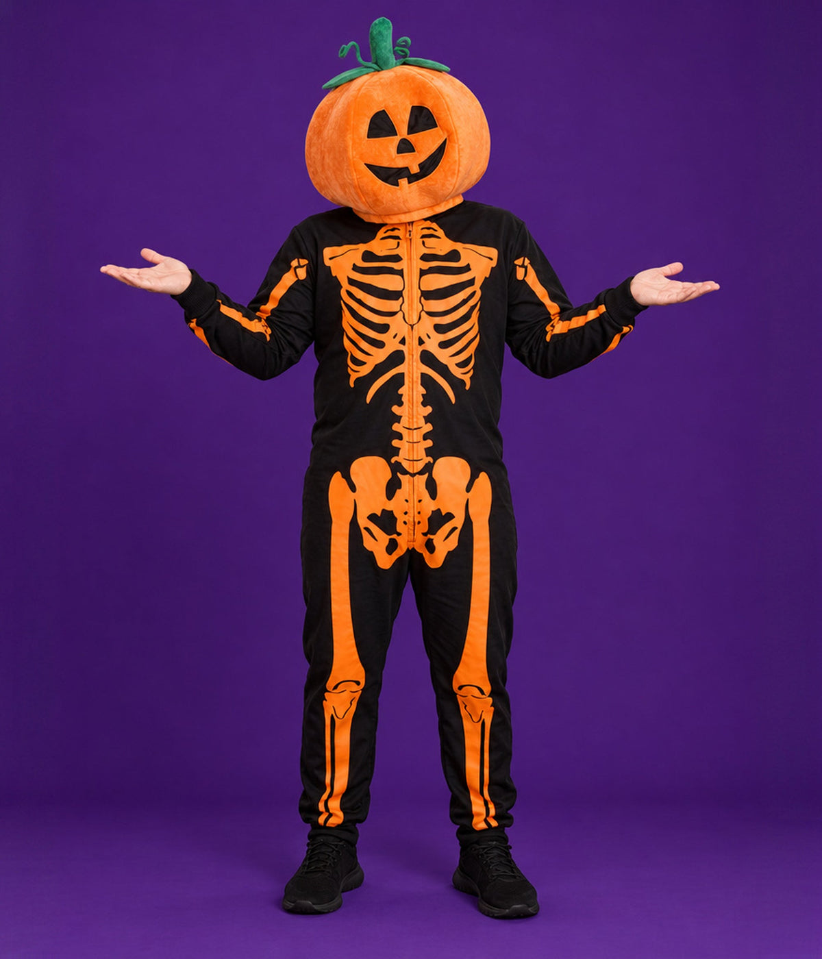 Men's Pumpkin Head Skeleton Costume