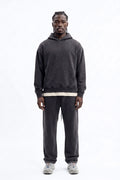 Soft Touch Washed Interlock Oversized Hoodie - Black Wash