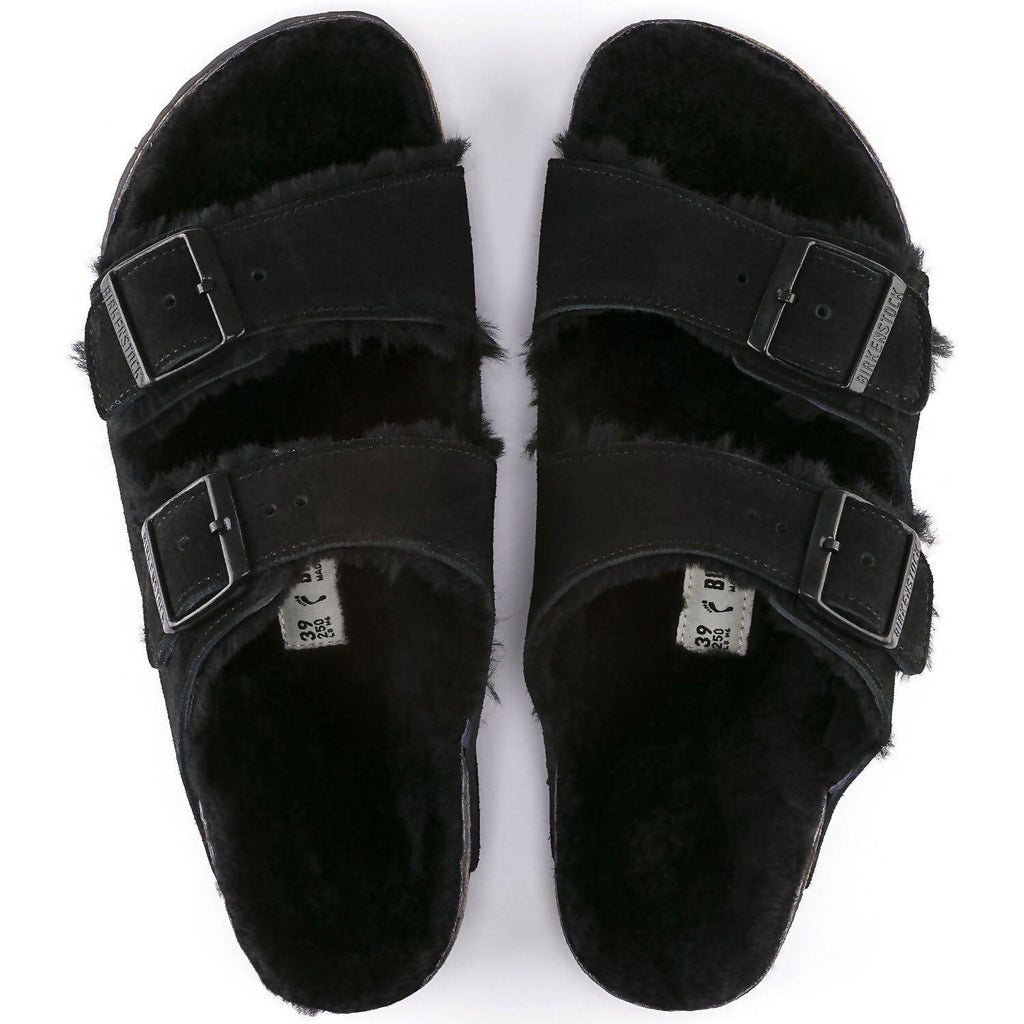 Unisex Arizona Fur Shearling Sandal In Black