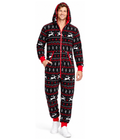Men's Black and Red Fair Isle Jumpsuit