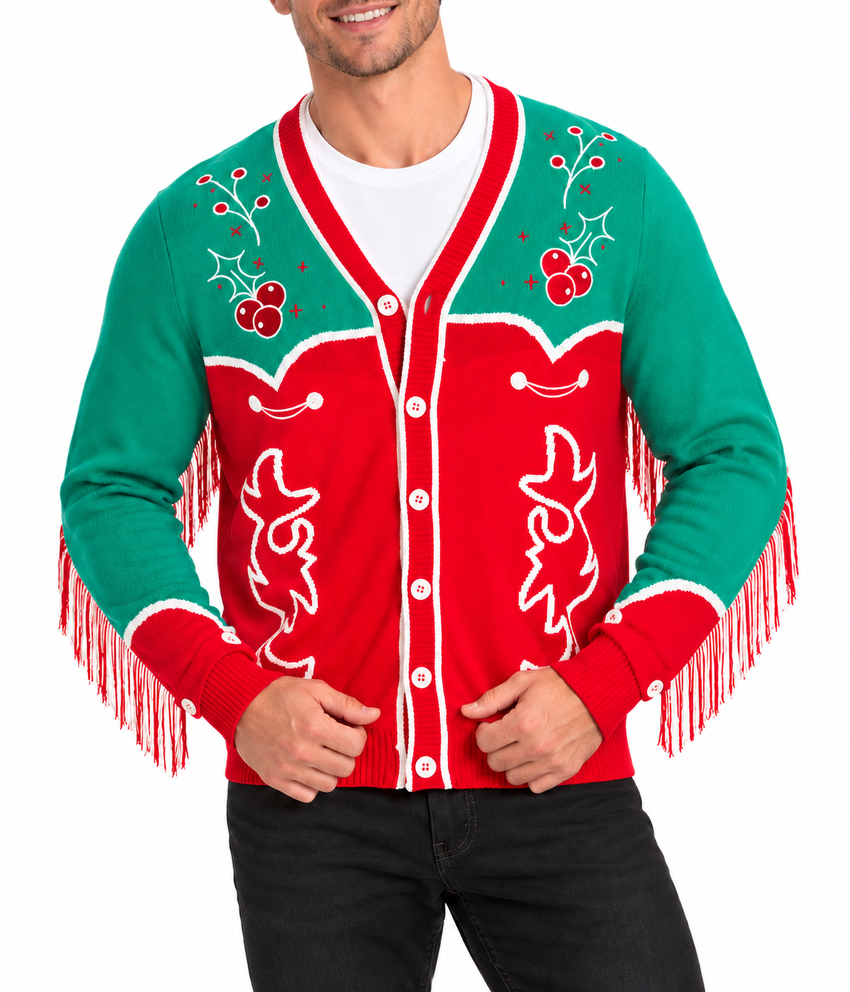 Men's Christmas Cowboy Cardigan Sweater