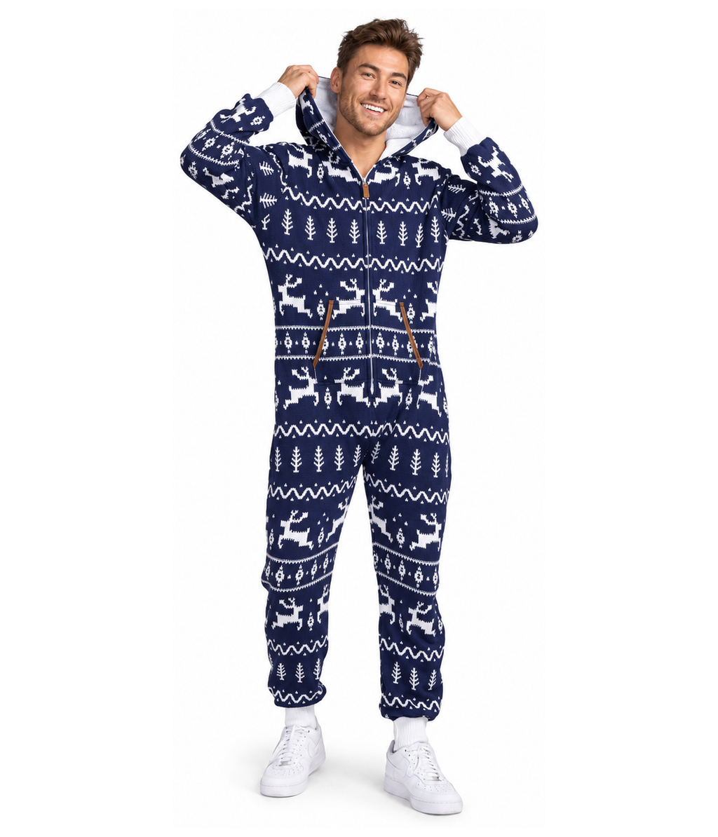 Men's Navy Fair Isle Knit Jumpsuit
