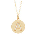 Adornia Initial Circle Disc Necklace gold