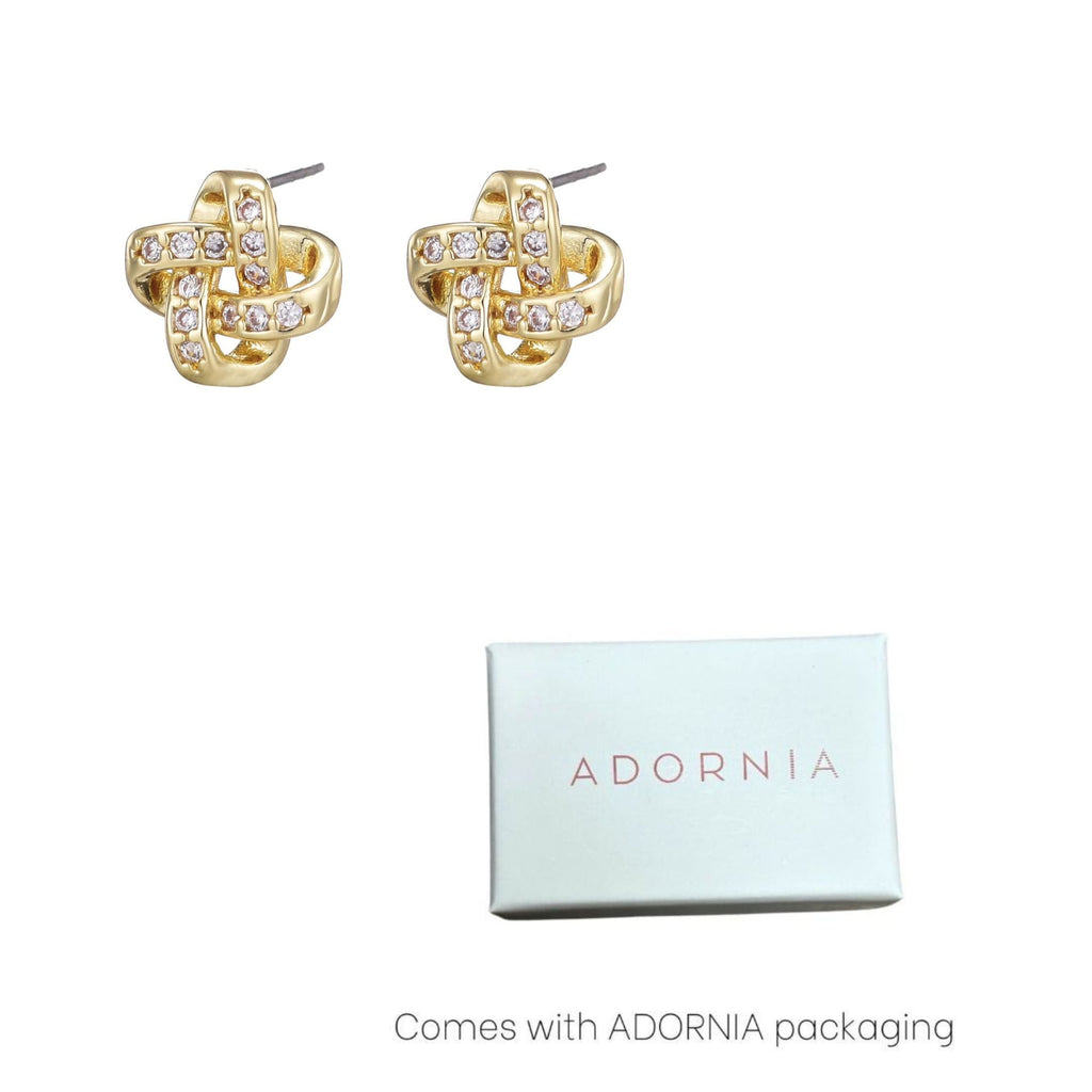 14k Gold Plated Knot Twist Stud Earrings
