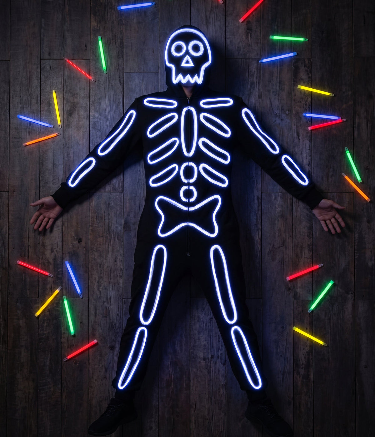 Women's Neon LED Light Up Skeleton Costume