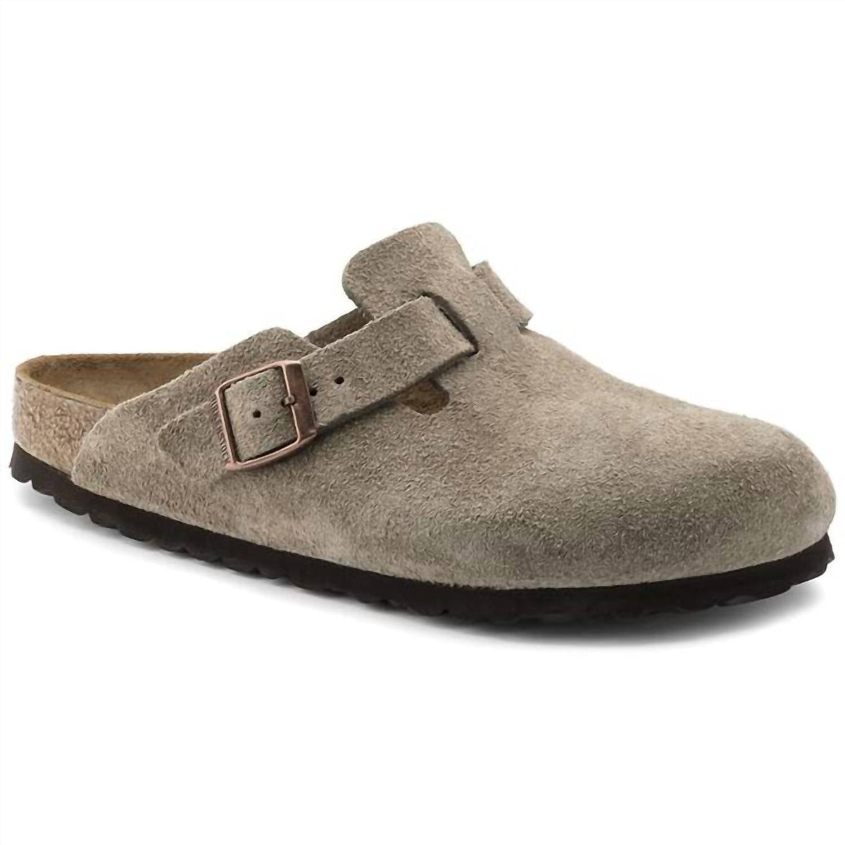 Unisex Boston Suede Leather Clogs In Taupe