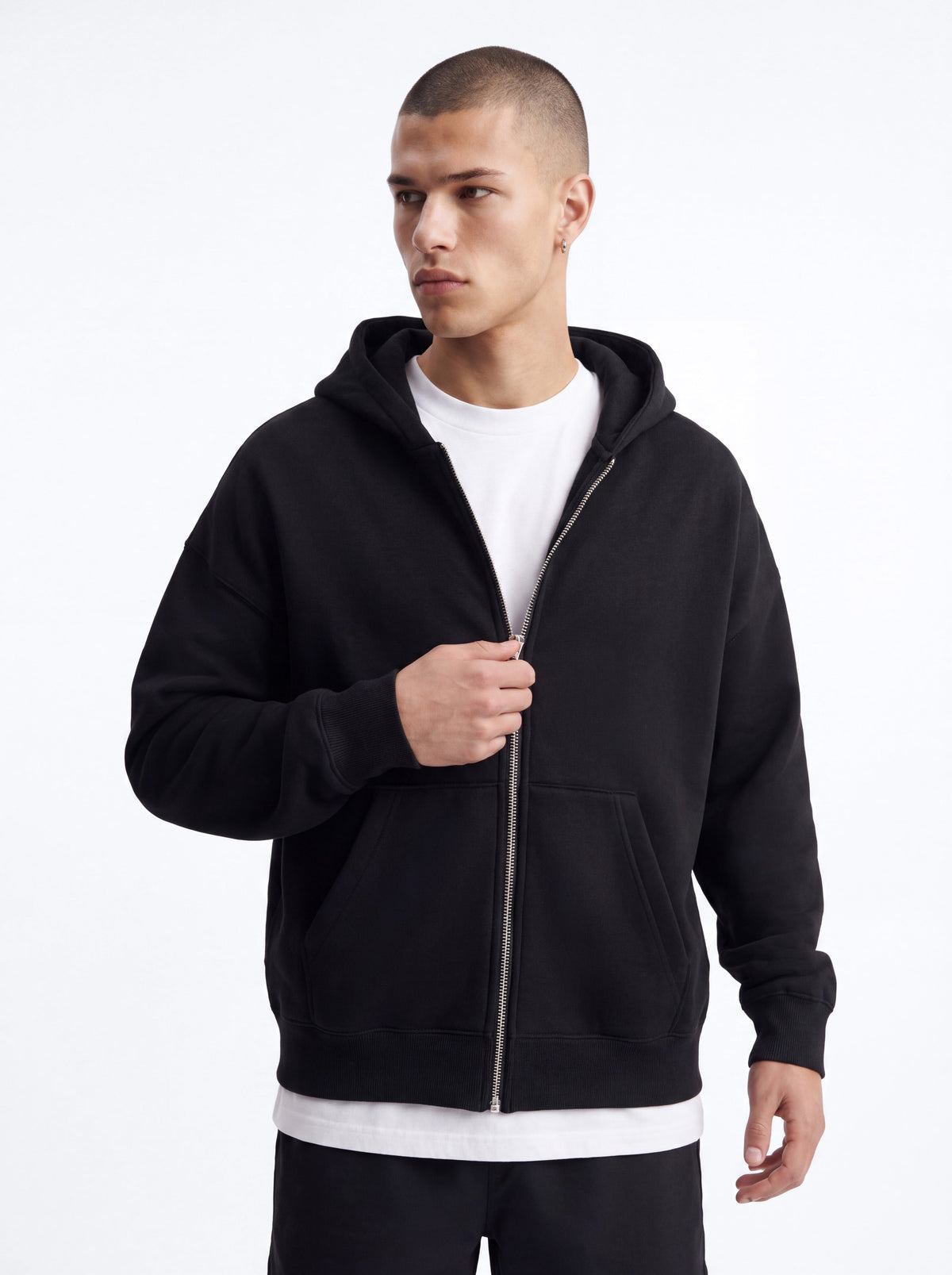 Tyson Oversized Heavyweight Zip Up - Black