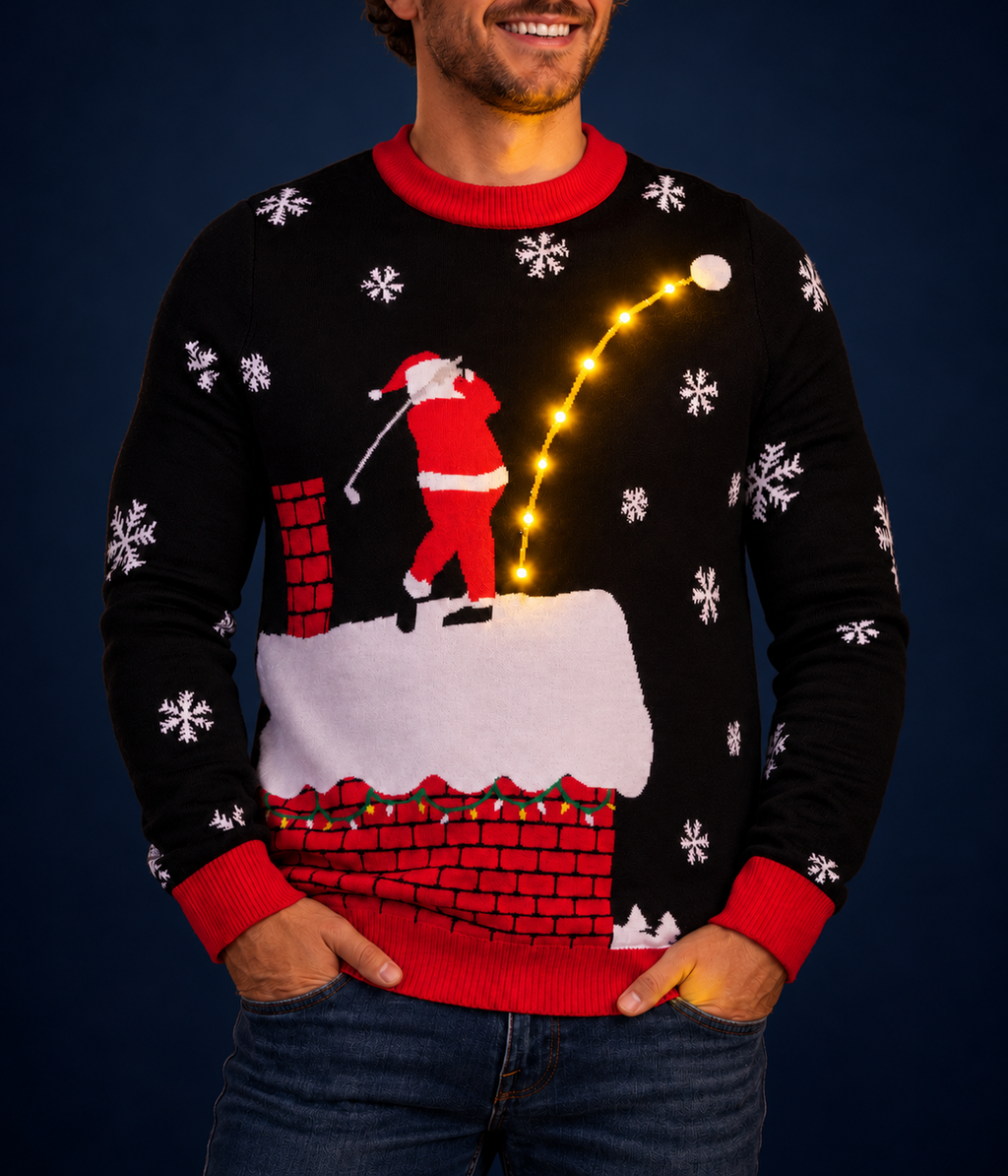 Men's Santa Slice Light Up Ugly Christmas Sweater