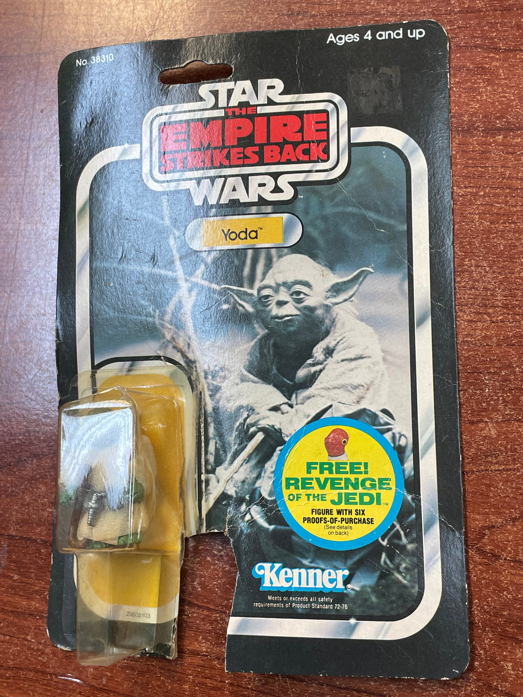 Brown Snake Yoda with Card ESB 9509 (Vintage Star Wars, Kenner) **Open Card**