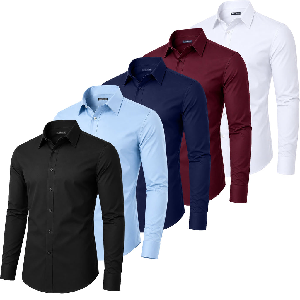 Galaxy James Tailor Men's  Slim Fit Long Sleeve Stretch Dress Shirt