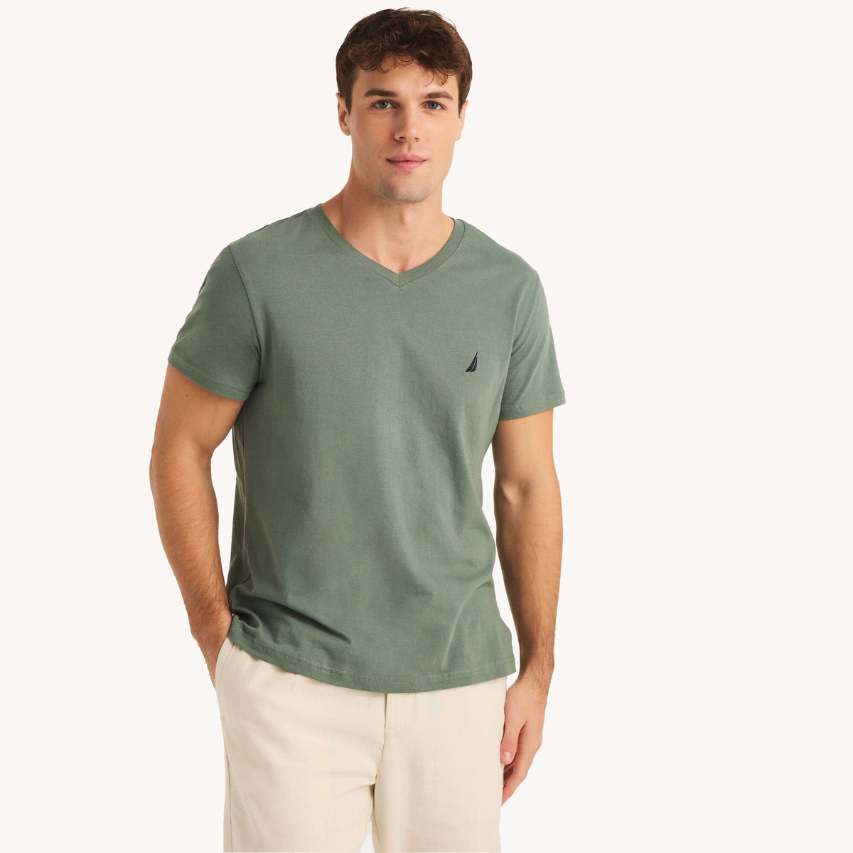 Nautica Mens Premium Cotton V-Neck T-Shirt