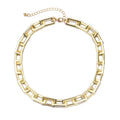 Gold Plated Rectangle Paperclip Chain Necklace