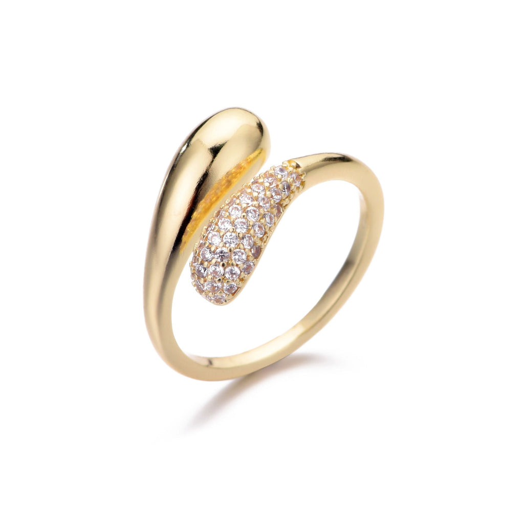 14k Gold Plated CZ Curved Bands Ring