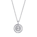 Silver Plated CZ Dancing Stone Disc Pendant Necklace
