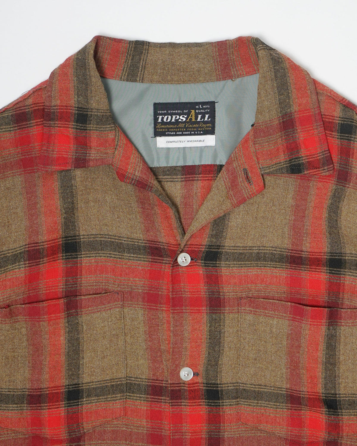 1950's Rayon Plaid Shirt