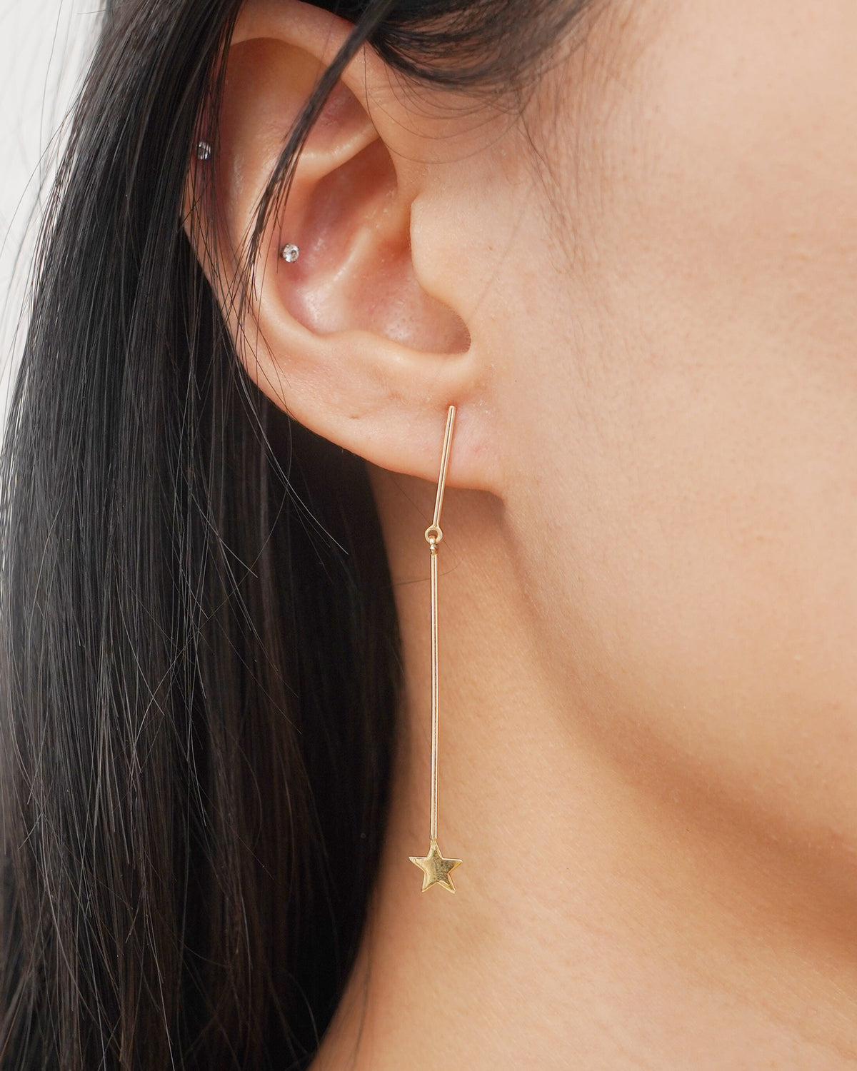 14K Gold Star Drop Earrings