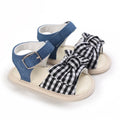 Black Checkered Bow Tie N Jeans Strap Sandals