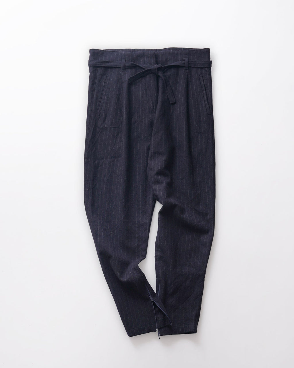 Belted Wool Striped Pants Size: W31