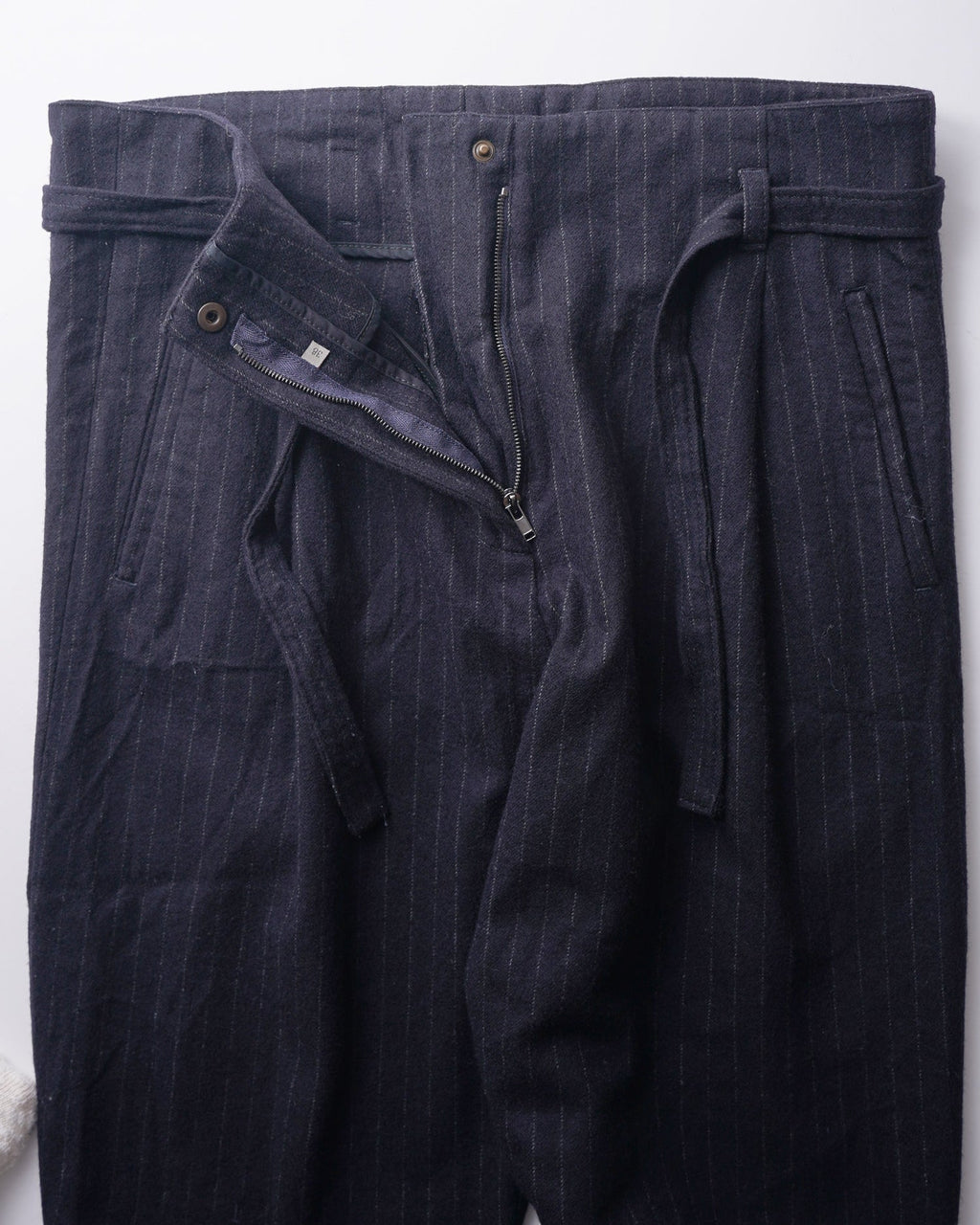 Belted Wool Striped Pants Size: W31