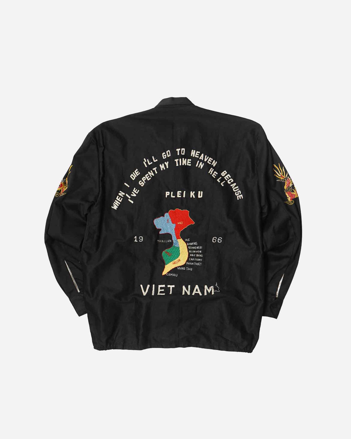 1960's Vietnam Embroidered Black Souvenir Jacket