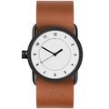 TID No.1 Minimalist Swedish Watch – White Dial & Natural Leather Strap