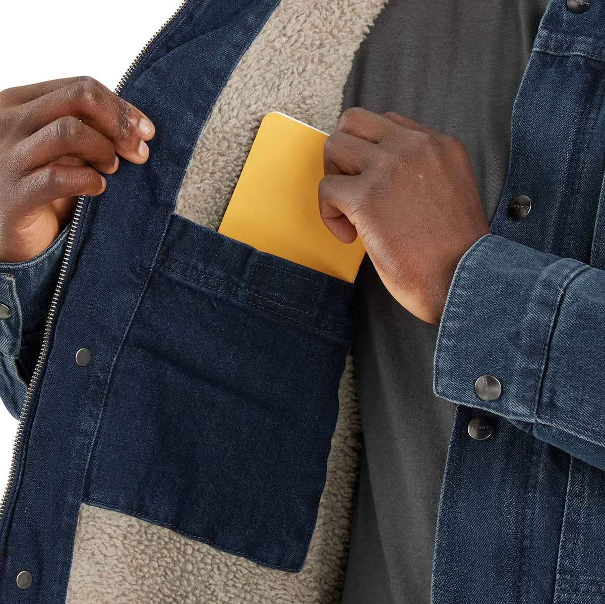 Relaxed Fit Denim Sherpa Jacket - Mens