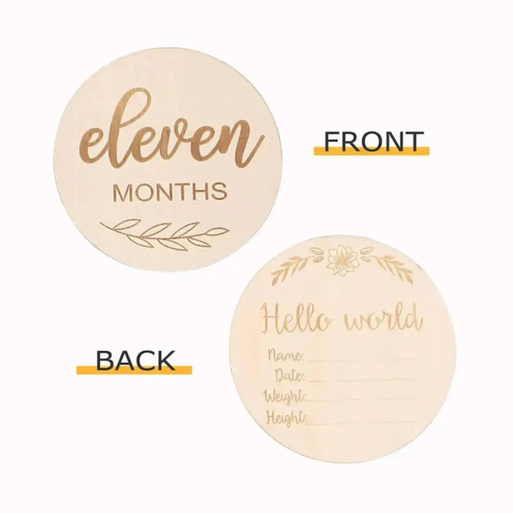 Wooden Engraved Words Monthly Milestone Card Set