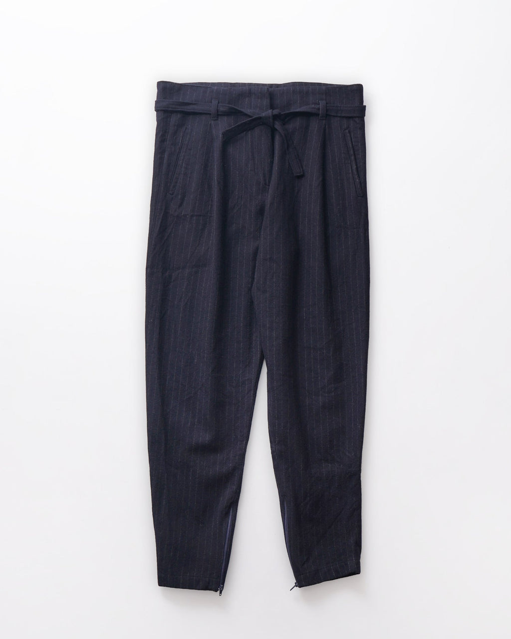 Belted Wool Striped Pants Size: W31