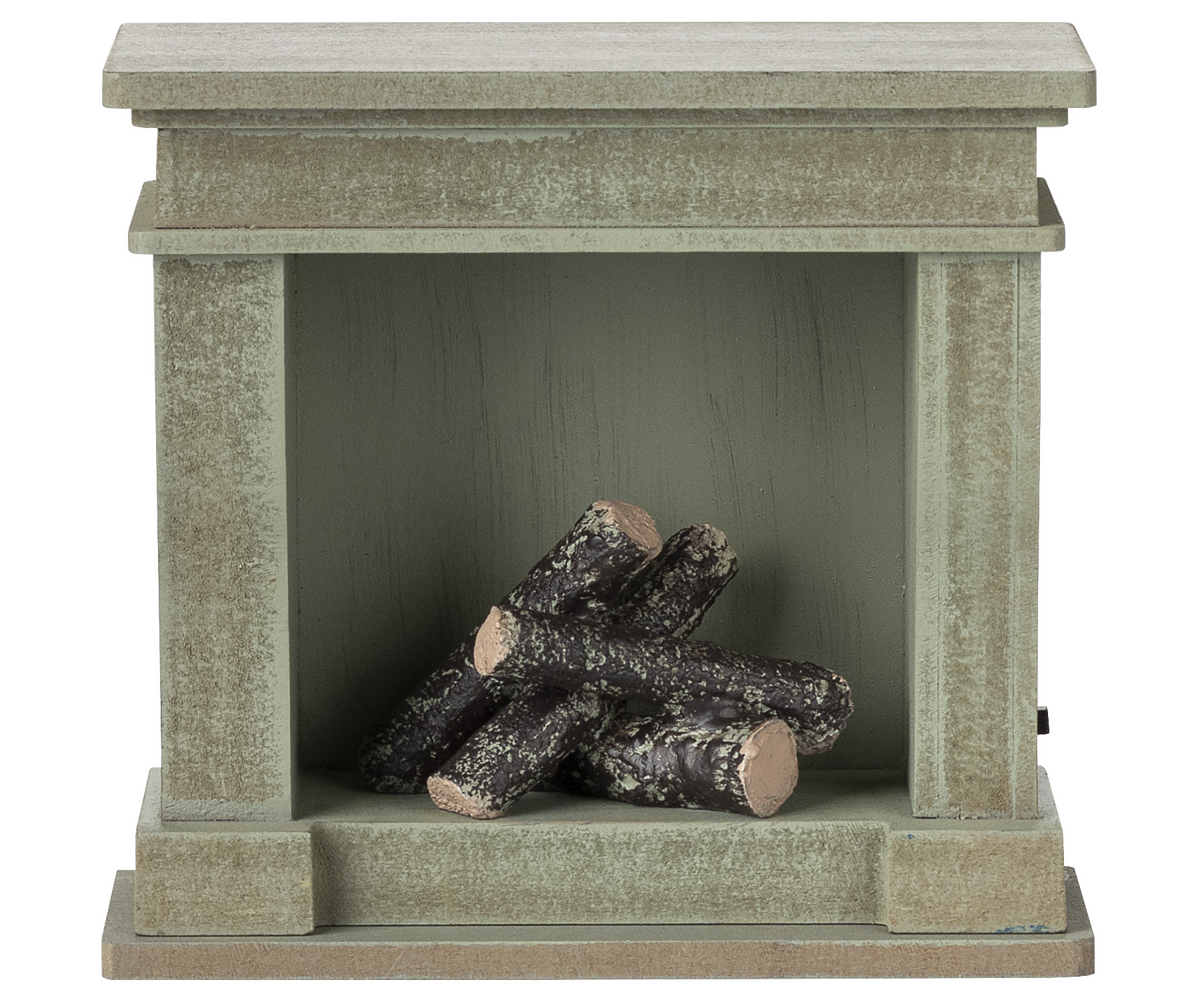 Dollhouse Vintage Dusty Green Fireplace