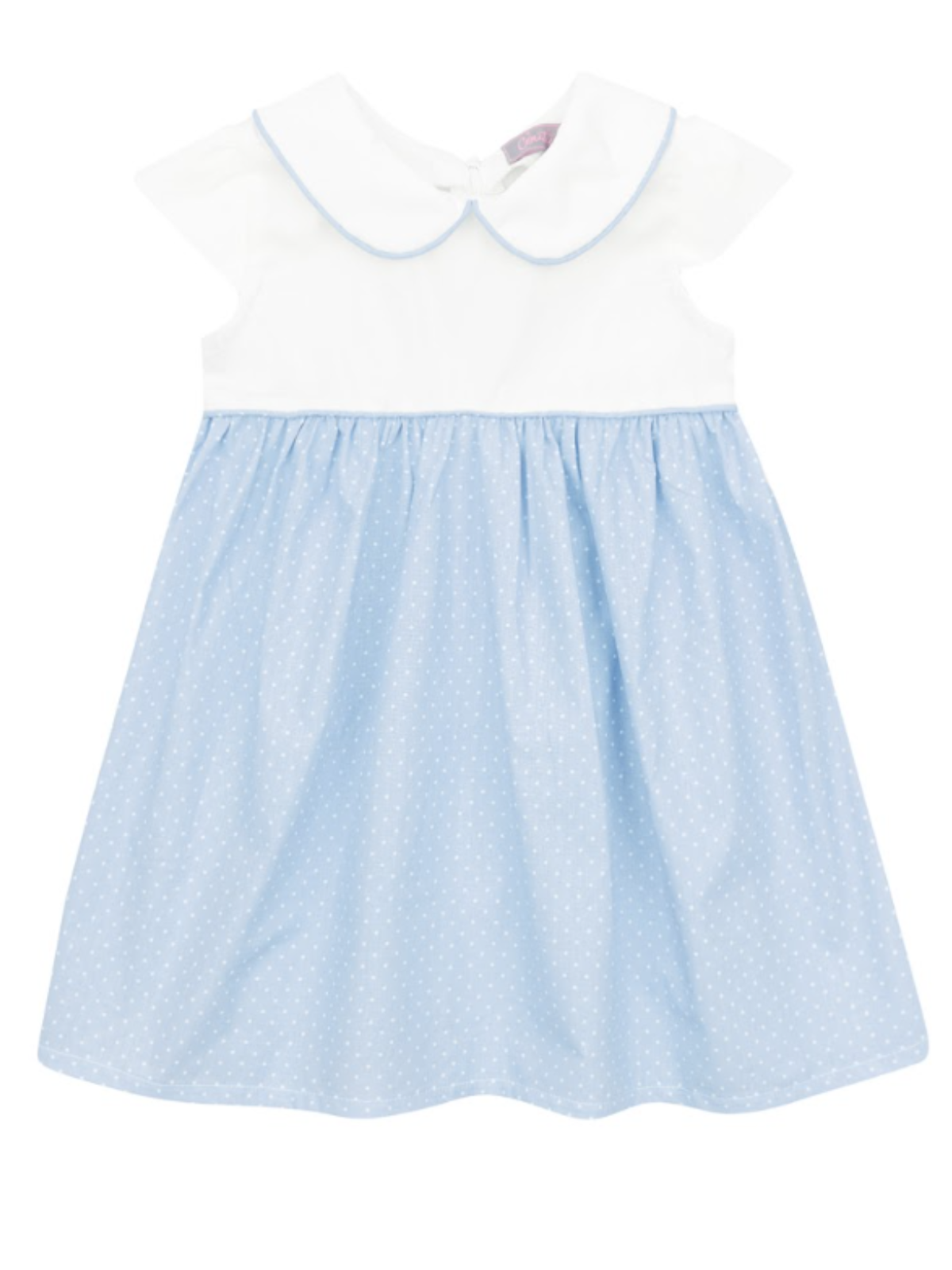 Blue Peter Pan Collared Polka Dot Dress by Kids Couture