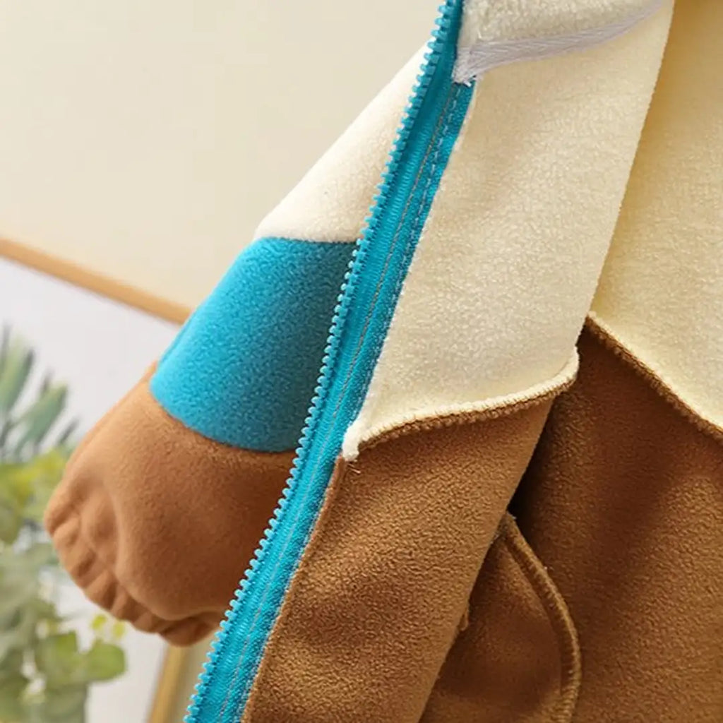 Beige Brown N Blue Color Block Jacket