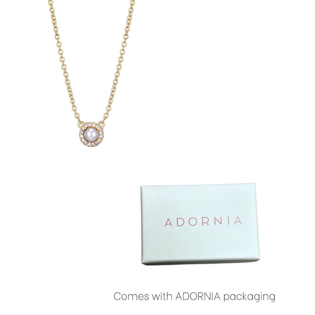 14k Gold Plated Freshwater Pearl CZ Halo Necklace