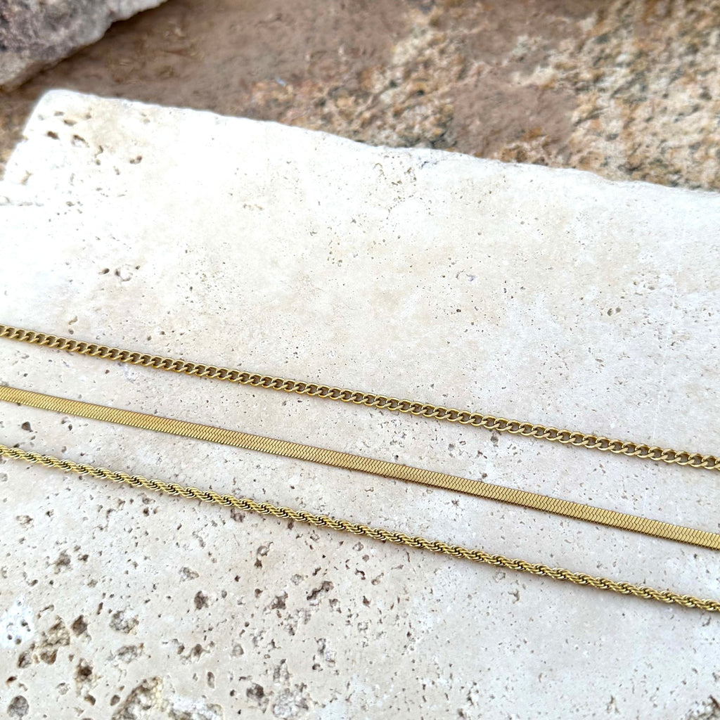 Tarnish Resistant 18k Gold Plated Set of 3-Chain Necklaces