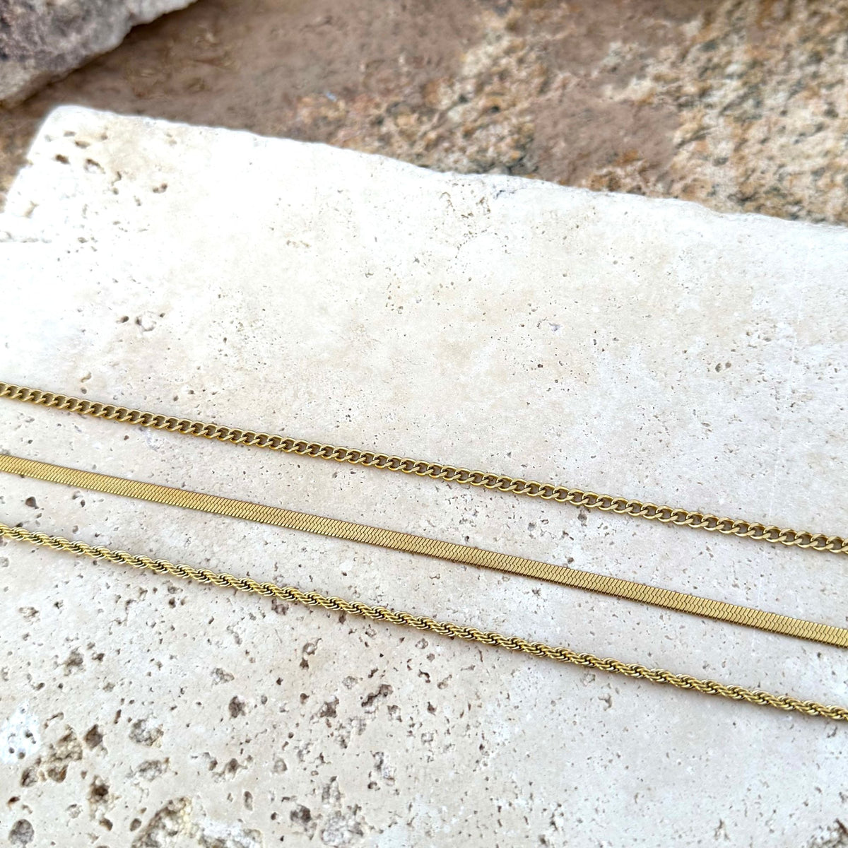 Tarnish Resistant 18k Gold Plated Set of 3-Chain Necklaces