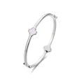 Silver Plated Mother of Pearl Clover Bangle
