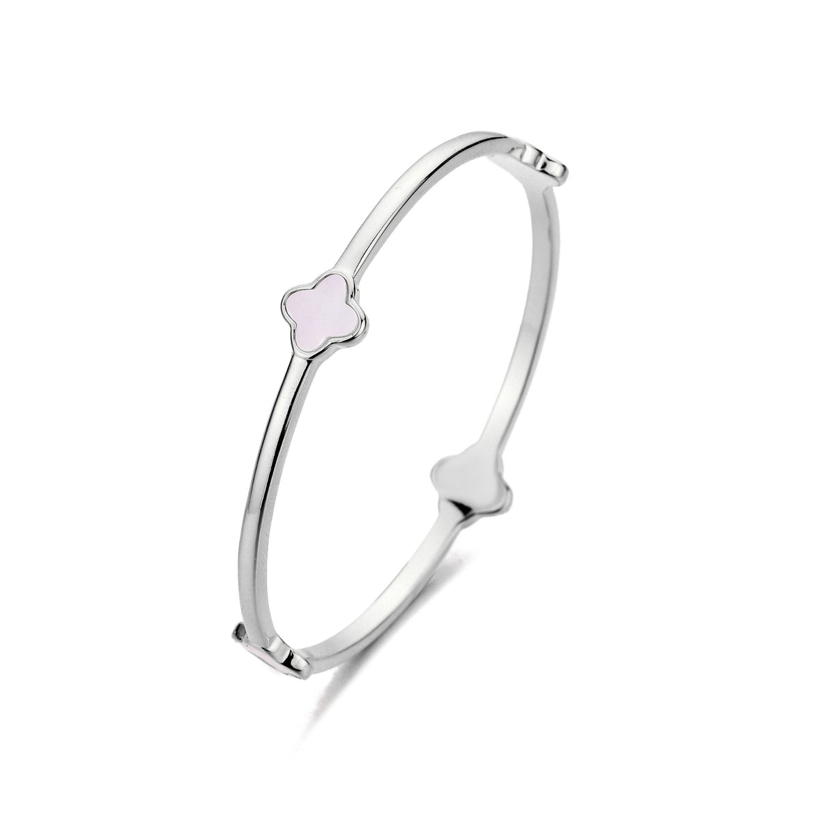 Silver Plated Mother of Pearl Clover Bangle