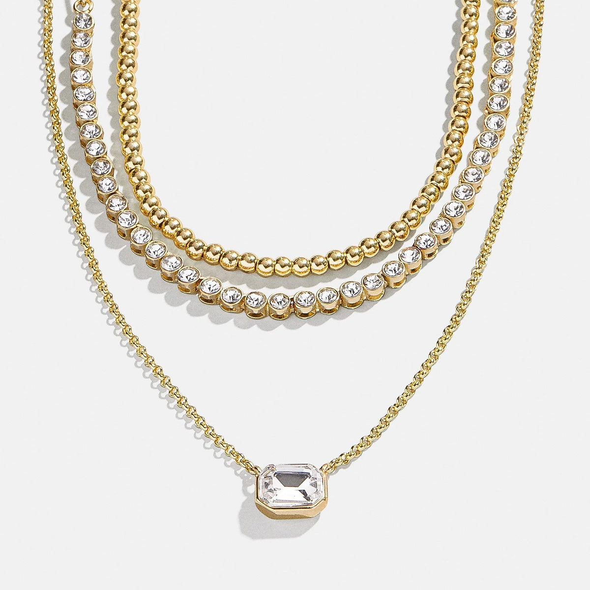 Kenna Layered Necklace - Gold/Pavé